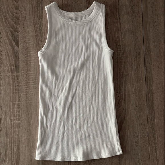 White Ribbed Racerback Tank Top - Picture 2 of 4